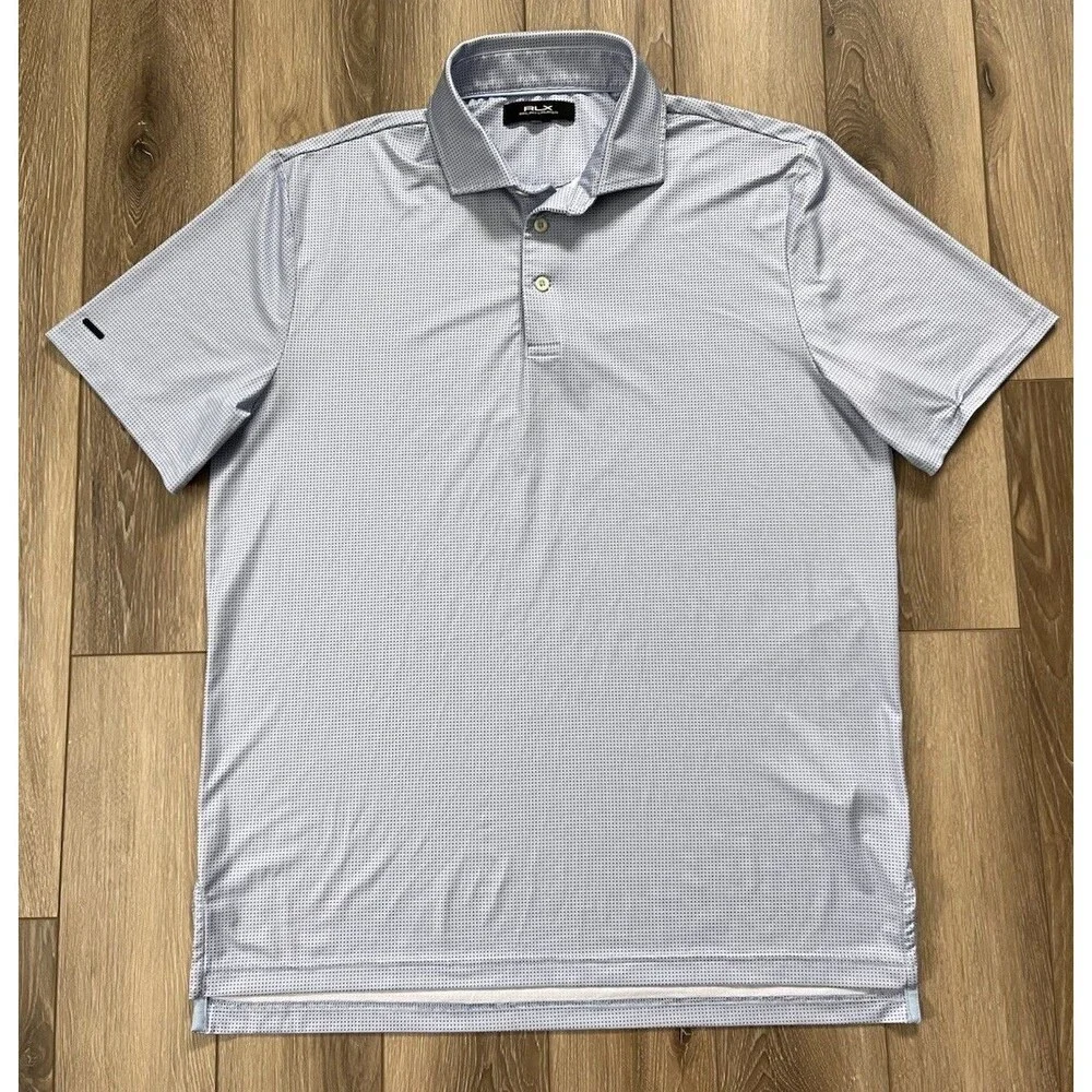 RLX RALPH LAUREN Golf Polo Shirt Mens XL Blue Dot S/S Performance Super Soft
